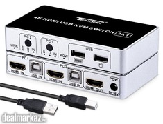 TENDAK 4K 2 Port KVM Switch Keyboard Mouse Switcher Include 2 USB Type