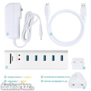 Aluminum 5-Port USB 3.0 Hub with External Stereo Sound Adapter 2-Slot