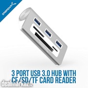 Sabrent Premium 3 Port Aluminum USB 3.0 Hub with Multi-in-1 Card Reade