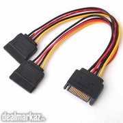 SATA Power Cable 15 Pin Male to Female 2 SATA Splitter 90 Degree Power
