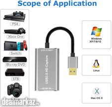HDMI Game Video Capture Card, USB 3.0 Capture Device, 1080P 60fps Vide