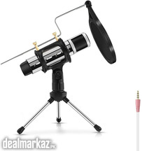 ZealSound Condenser Broadcast Microphone w/Stand Built-in Sound Card E