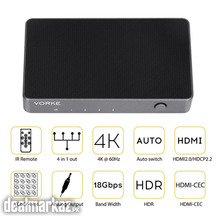 VORKE HD41 4x1 HDMI Switcher HDMI2.0 HDCP2.2 10bit HDR 4k2k@60Hz(444)