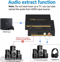 HDMI Audio Extractor Splitter, avedio links 1080P HDMI to HDMI Audio C
