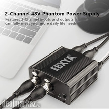 Phantom Power Supply, EBXYA 2-Channel 48V Phantom Power, 3.5mm to XLR