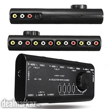 4-Way AV Switcher 4 in 1 Out AV Audio Video Signal Selector S-Video Sp