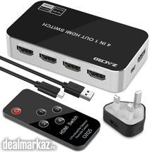 Zacro HDMI Switch 4 In 1 Out HDMI Switcher with Remote Control Support