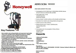SCBA (Self Contained Breathing Apparatus) Brand: Honeywell available