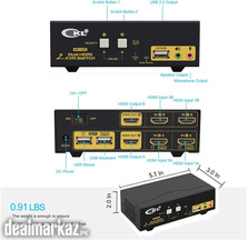 CKL HDMI KVM 2 Port 4K 30Hz Dual Monitor Extended Display (CKL-922HUA)
