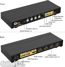 CKL HDMI KVM Switch 4 Port USB KVM Switch HDMI with Audio and Micropho