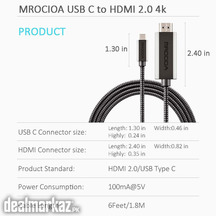 MROCIOA Usb C to Hdmi 2.0 Cable (4K@60Hz) 6 Feet, Mrocioa USB Type-C t