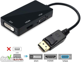 lidlife Multi-Function Displayport Dp to HDMIDVIVGA Male to Female 3-i