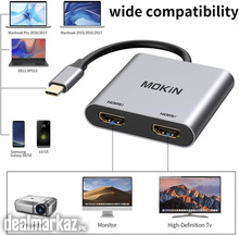 MOKiN USB C to Dual HDMI Adapter, USB Type C to Dual Monitor HDMI Adap