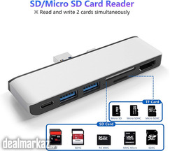 Surface Pro 7 USB C Hub, 6-in-2 Aluminum Surface Pro 2019 Dock with 4K