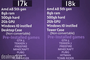 Gaming Pc starting from Rs 17000 Gta5 Pubg supported pc