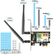 Ubit AX200 PCIE WiFi 6 Card 2974 Mbps Dual Band 5GHz/2.4GHz PCI-E Wire