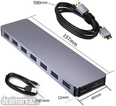 Rozeda USB 3.0 Hub Adapter Multi-Socket USB Dock with 7 USB Ports, Mic