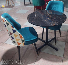 Coffee Chair set black marble table uv