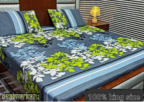 3 Pcs cotton printed double bedsheey