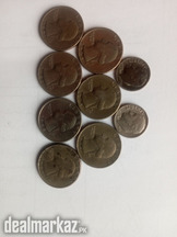 Old coins penny pence quarter dollar