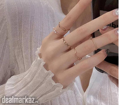 Stylish thin pack of 5 rings set for girls