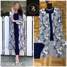 ZS Collection Fliwer Print Grey Gown
