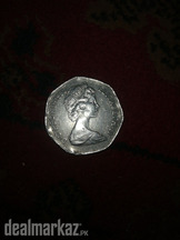Antique coin of Queen Elizabeth II 50 pence of coin silver