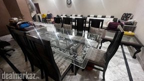 Dining Table - 8 Chairs and Glass Top