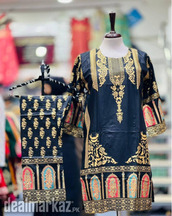 2 pcs Women's Stitched Linen Printed Suit