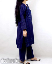 2 pcs Women's Stitched Cotton Jacquard Embroidered Suit