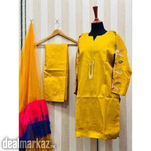 Silk Embroidered 3 Pieces Suit