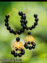 Elegant Black Pearl Hoops Earrings