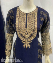3 Pcs Women's Stitched Chiffon Embroidered Sharara