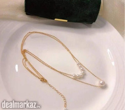 1 Pc Alloy Golden Pearl Double Chain Pendant