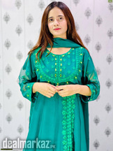 Women's 3 pcs stitched chiffon embroidered maxi suit free delivery