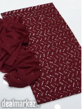 Stuff chiffon handmade muksh work 2pcs suit