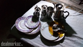 Home crockery, darrian ( دریاں ) and chadrain ( چادریں)