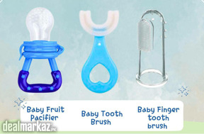 Pack Of 3 Baby Pacifier and Toothbrush Set