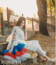3 PC's Women's Stitched fancy cotton silk plain suit