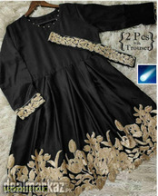 3 pieces women stiched silk embroidery frock