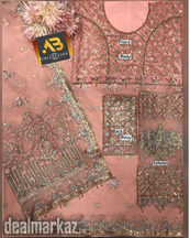 New) Un-Stitched 3 Pcs Complete Net Fabric Saree Fully Embroidery