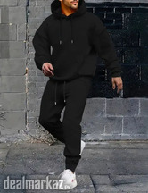 Black Plain Hoodie Track suit