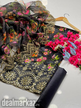 Roa silk embroided shirt organza embroided dupatta with plan khtan si