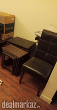 4 chairs, nest of tables and 1 stool