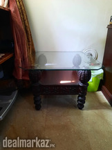 Pair of Side tables pure wood, with 9mm top glass