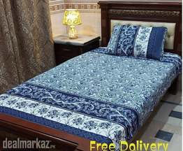 2 Pcs Cotton Printed Single Bedsheet