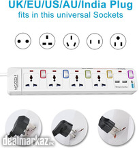 Mscien Extension Lead with USB 3 Meter, 4 Way Socket Extension Lead wi