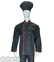 Black Chef Coat with Black chef cap