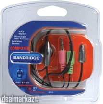 Bandridge BHS210 In-Ear Headset with Earhook, 1.8m Cable and Microphon
