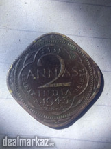 Old coins 2 annas India 1943